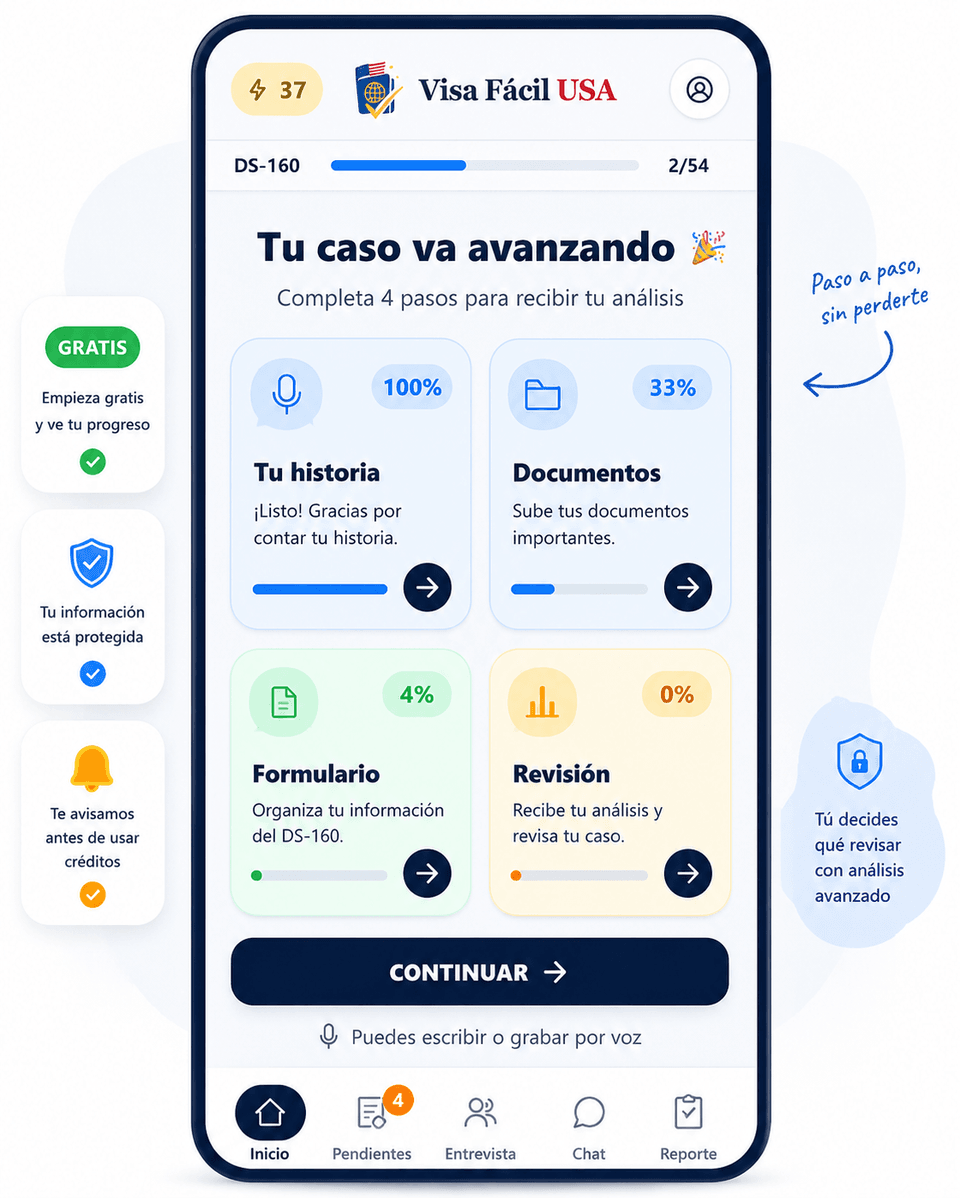 App Visa Fácil USA: tu caso paso a paso, en español